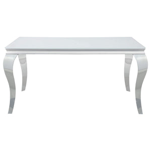 Juego de comedor Carone de 5 piezas de vidrio blanco rectangular de 61 pulgadas y color negro