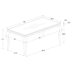 Juego de comedor Carone de 5 piezas de vidrio blanco rectangular de 61 pulgadas y color negro