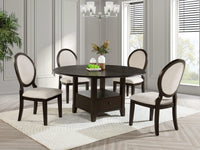 Juego de mesa de comedor redonda de madera Twyla de 5 piezas y 60 pulgadas, color cacao oscuro