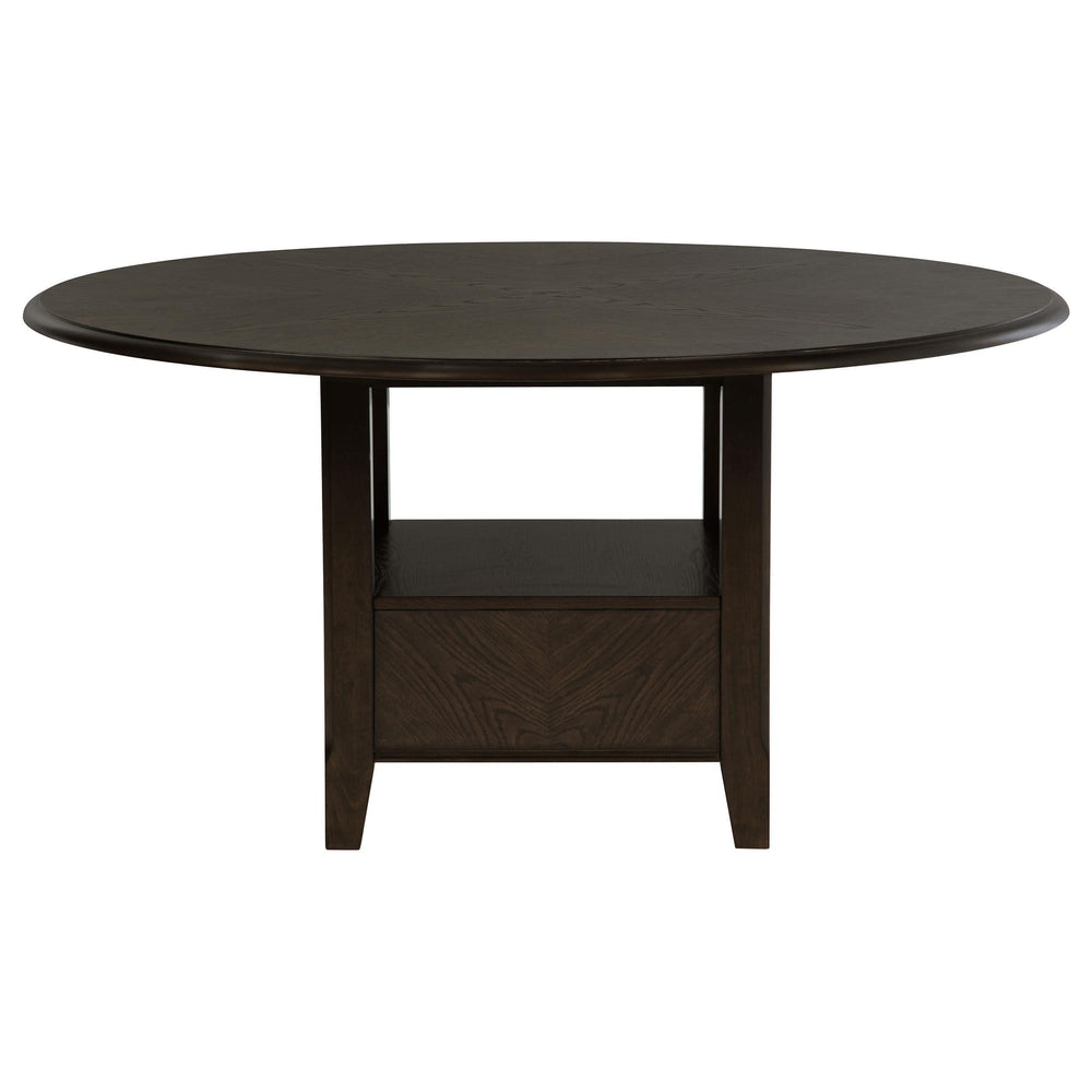 Juego de mesa de comedor redonda de madera Twyla de 5 piezas y 60 pulgadas, color cacao oscuro