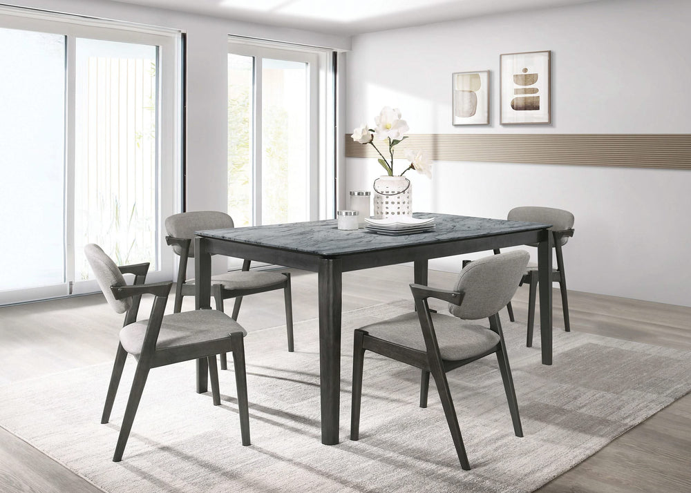 Juego de mesa de comedor rectangular Stevie de 5 piezas en gris y negro