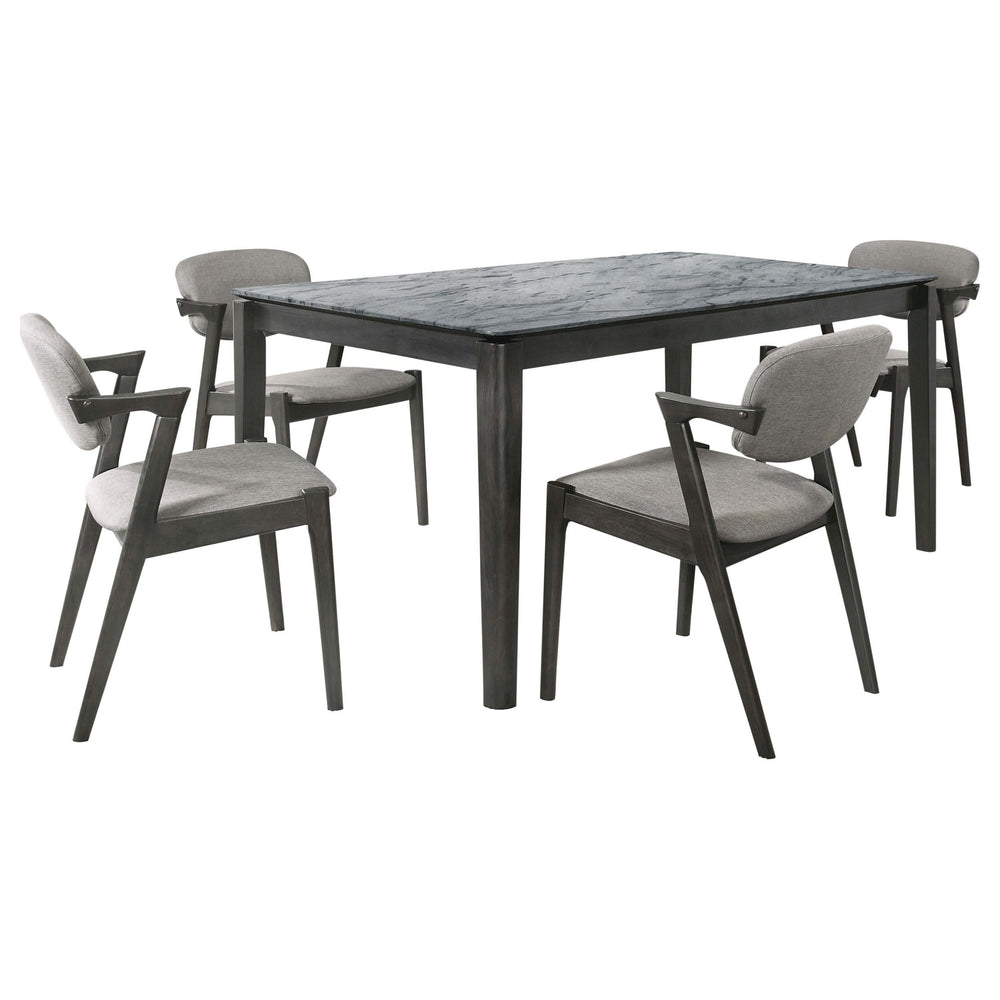 Juego de mesa de comedor rectangular Stevie de 5 piezas en gris y negro