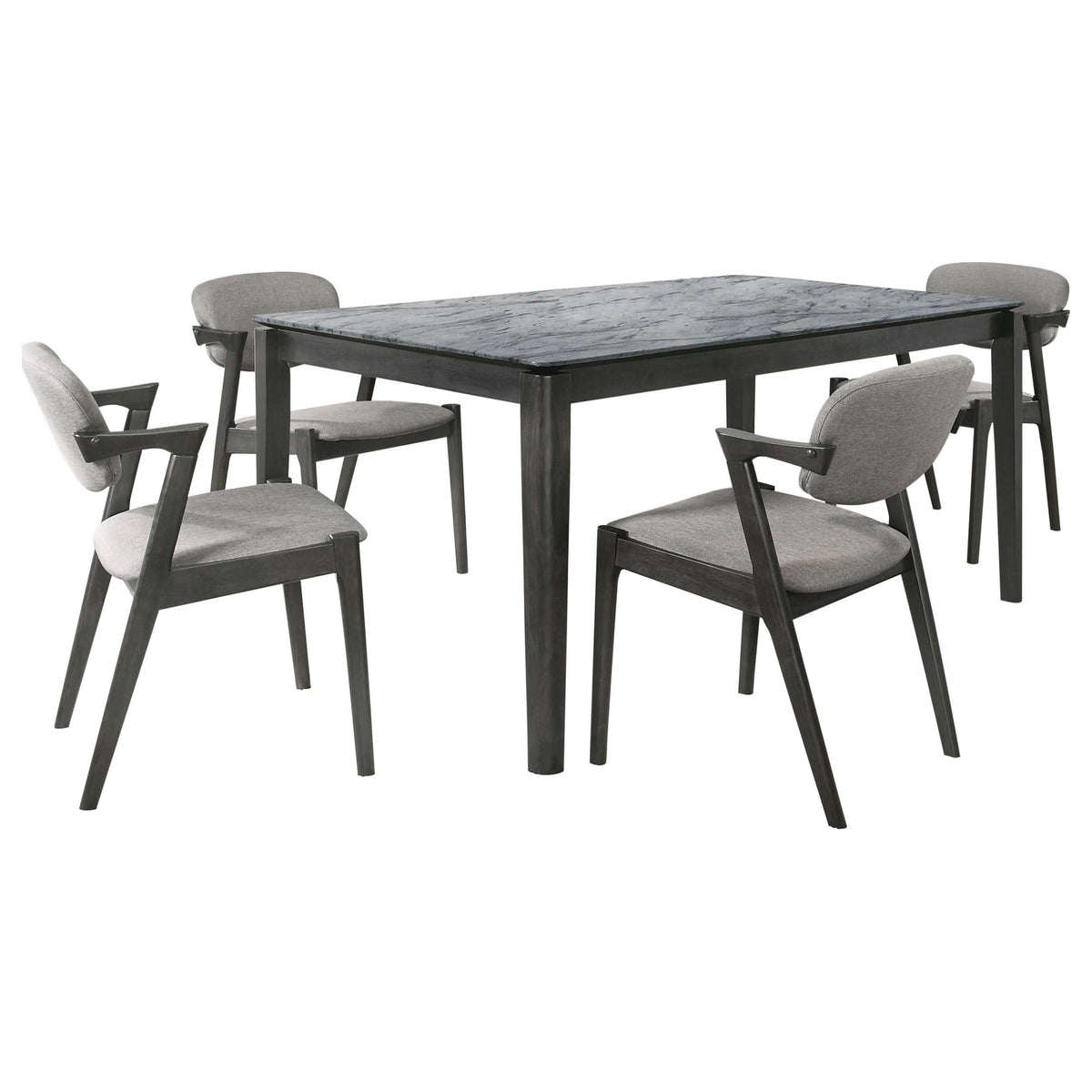 Juego de mesa de comedor rectangular Stevie de 5 piezas en gris y negro