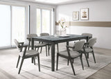 Juego de mesa de comedor rectangular Stevie de 7 piezas en gris y negro