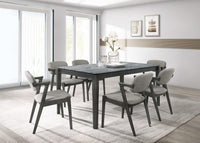 Juego de mesa de comedor rectangular Stevie de 7 piezas en gris y negro