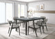 Juego de mesa de comedor rectangular Stevie de 7 piezas en gris y negro