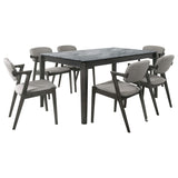 Juego de mesa de comedor rectangular Stevie de 7 piezas en gris y negro
