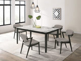 Juego de mesa de comedor rectangular Stevie de 5 piezas en blanco y negro