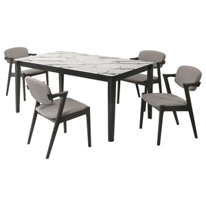 Juego de mesa de comedor rectangular Stevie de 5 piezas en blanco y negro