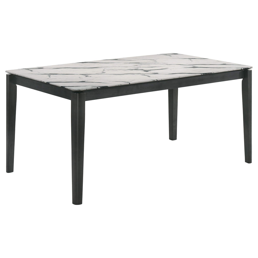 Juego de mesa de comedor rectangular Stevie de 5 piezas en blanco y negro