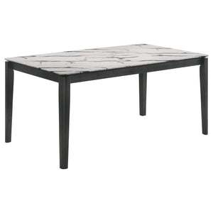 Juego de mesa de comedor rectangular Stevie de 5 piezas en blanco y negro