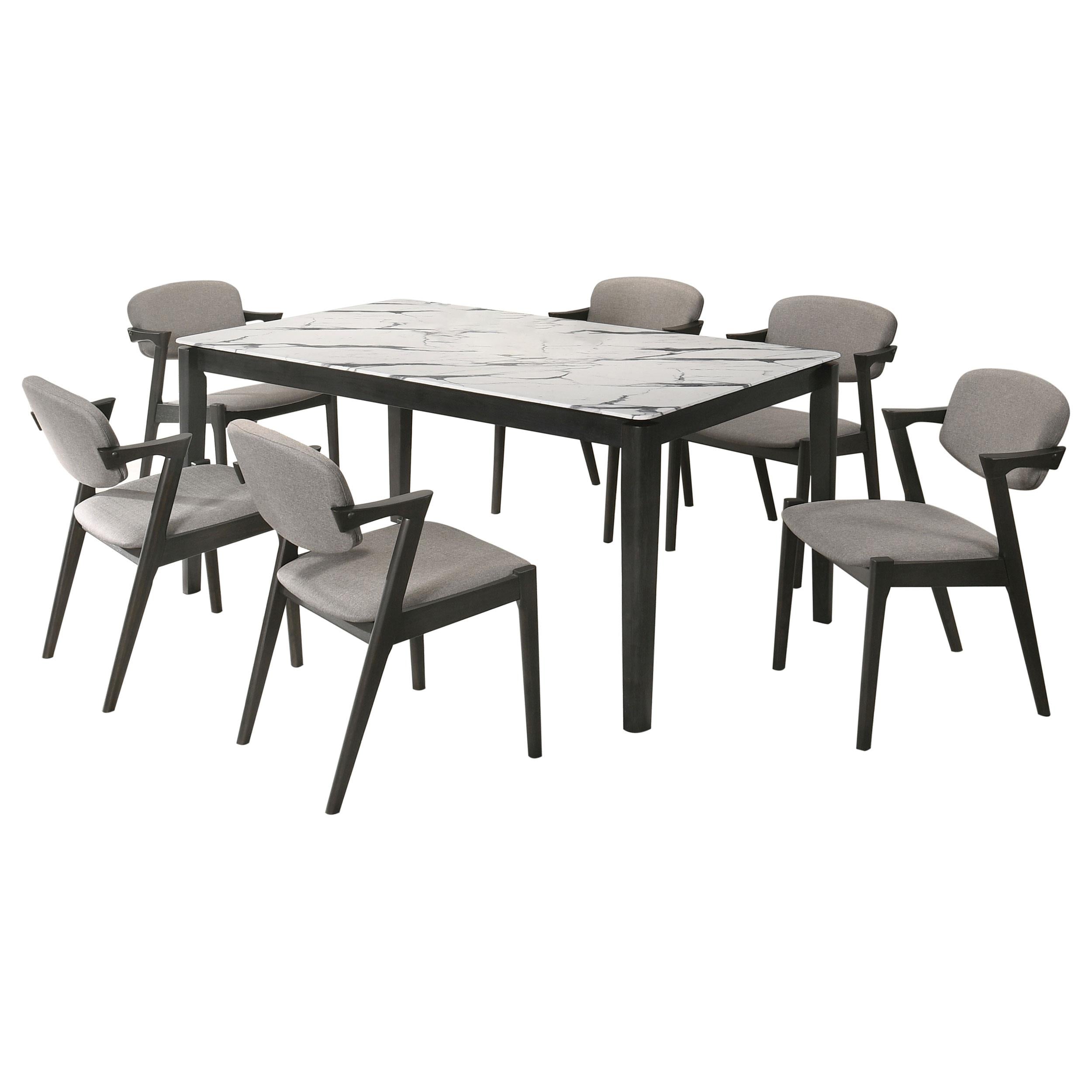 Stevie 7-piece Rectangular Dining Table Set White and Black