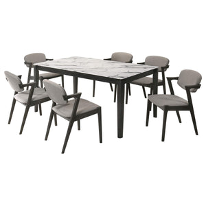 Stevie 7-piece Rectangular Dining Table Set White and Black