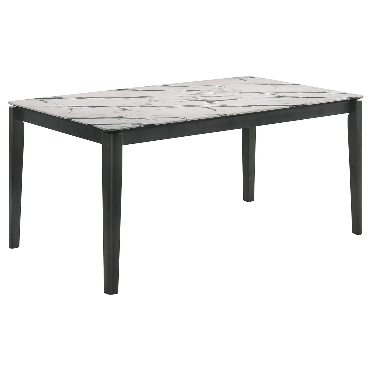Mesa de comedor rectangular Stevie de 63 pulgadas de imitación de mármol blanco