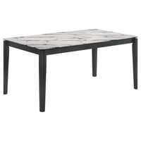 Mesa de comedor rectangular Stevie de 63 pulgadas de imitación de mármol blanco