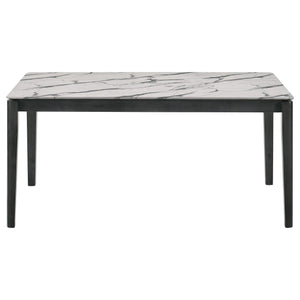 Mesa de comedor rectangular Stevie de 63 pulgadas de imitación de mármol blanco