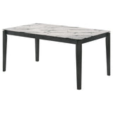 Mesa de comedor rectangular Stevie de 63 pulgadas de imitación de mármol blanco