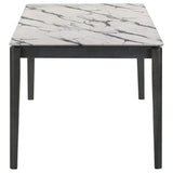 Mesa de comedor rectangular Stevie de 63 pulgadas de imitación de mármol blanco