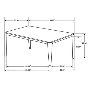 Mesa de comedor rectangular Stevie de 63 pulgadas de imitación de mármol blanco