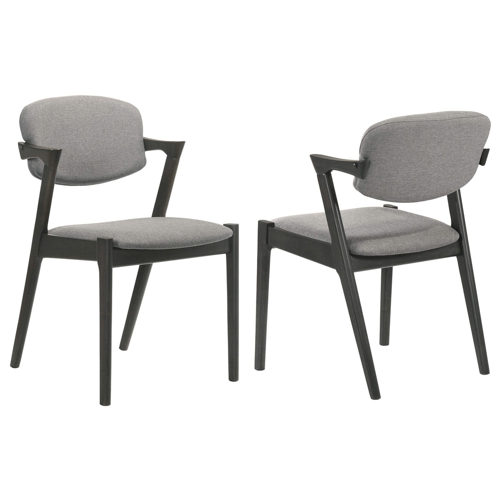 Silla de comedor Stevie de madera acolchada con brazos, color negro (juego de 2)