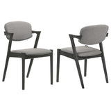 Silla de comedor Stevie de madera acolchada con brazos, color negro (juego de 2)