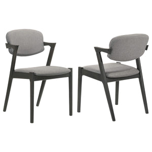 Silla de comedor Stevie de madera acolchada con brazos, color negro (juego de 2)