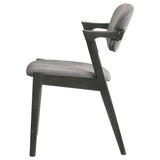 Silla de comedor Stevie de madera acolchada con brazos, color negro (juego de 2)