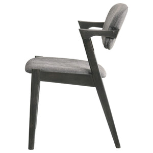 Silla de comedor Stevie de madera acolchada con brazos, color negro (juego de 2)