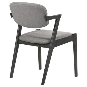 Silla de comedor Stevie de madera acolchada con brazos, color negro (juego de 2)