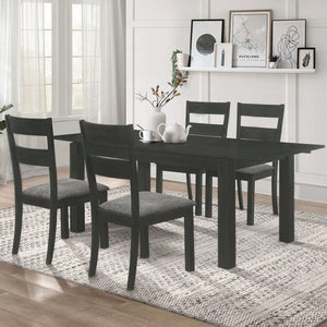 Juego de comedor Jakob de 5 piezas con hojas extensibles rectangulares, color negro