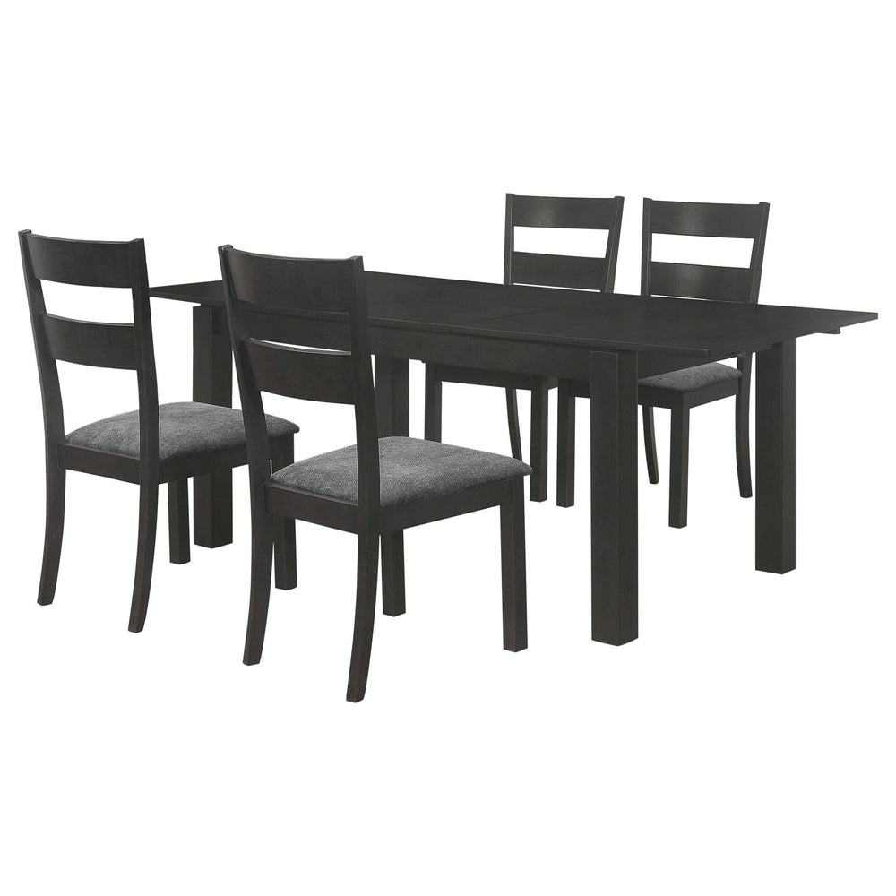 Juego de comedor Jakob de 5 piezas con hojas extensibles rectangulares, color negro
