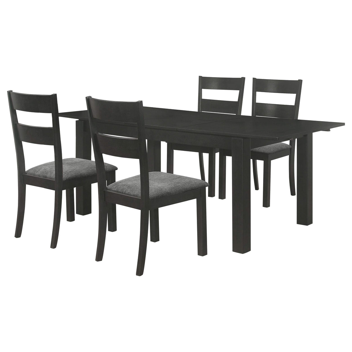 Juego de comedor Jakob de 5 piezas con hojas extensibles rectangulares, color negro