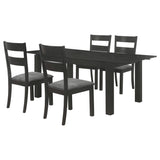Juego de comedor Jakob de 5 piezas con hojas extensibles rectangulares, color negro