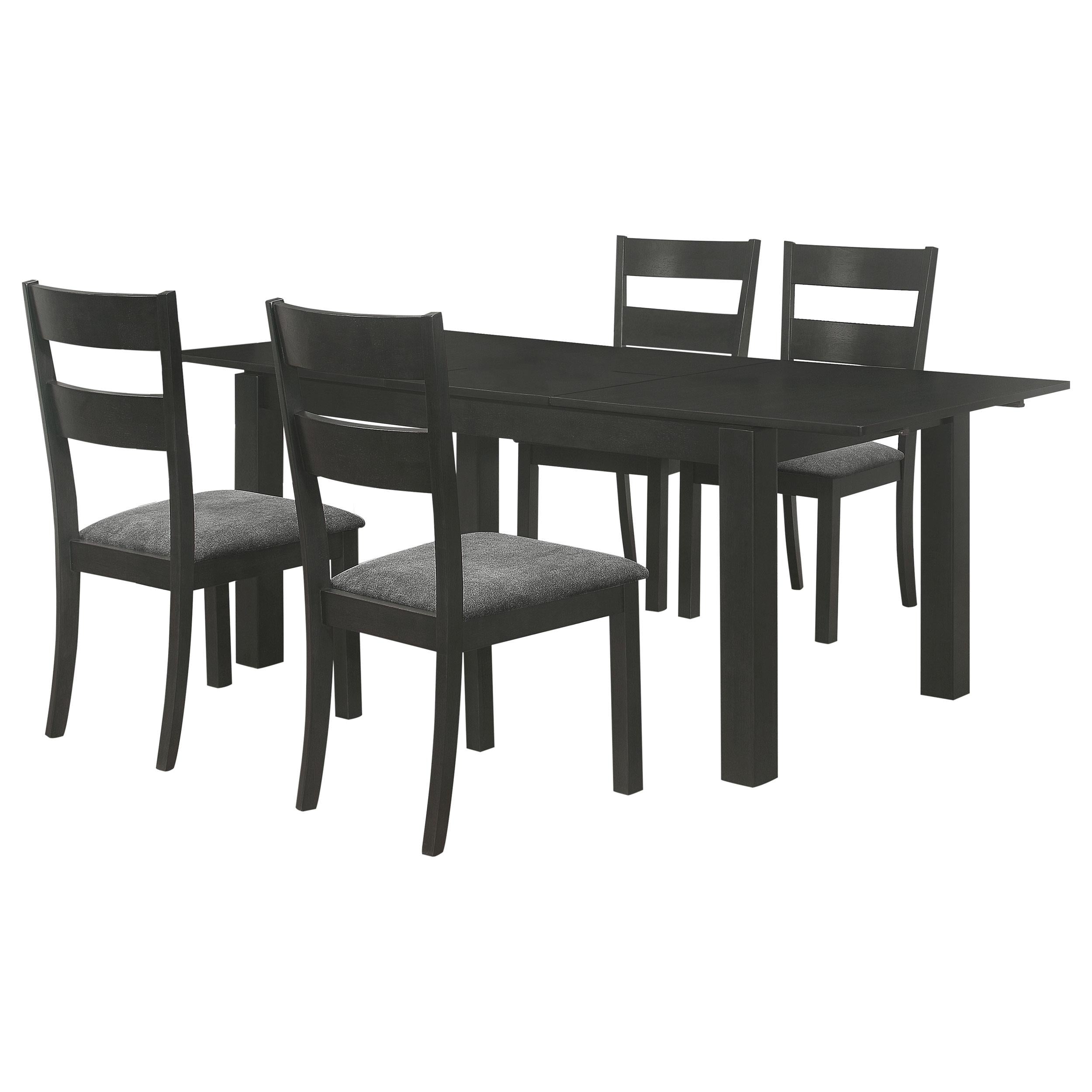 Jakob 5-piece Rectangular Extension Leaf Dining Set Black