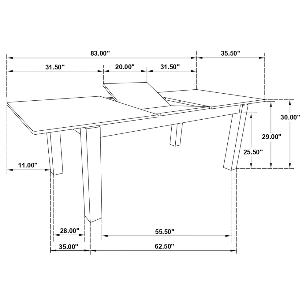 Juego de comedor Jakob de 5 piezas con hojas extensibles rectangulares, color negro