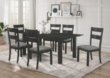 Juego de comedor Jakob de 7 piezas con hojas extensibles rectangulares, color negro