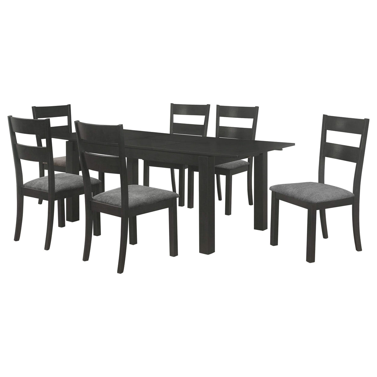 Juego de comedor Jakob de 7 piezas con hojas extensibles rectangulares, color negro