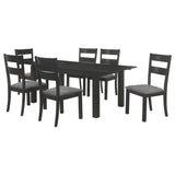 Juego de comedor Jakob de 7 piezas con hojas extensibles rectangulares, color negro