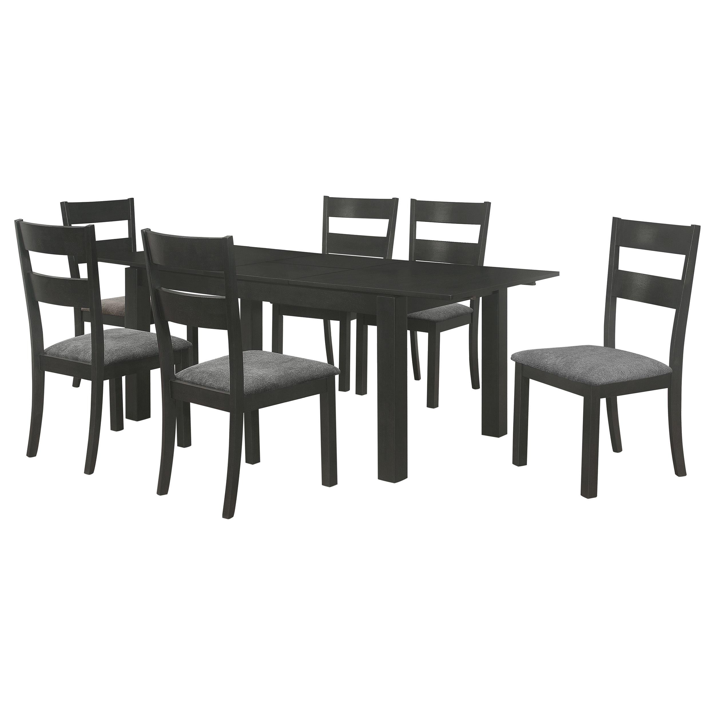 Jakob 7-piece Rectangular Extension Leaf Dining Set Black