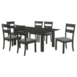 Juego de comedor Jakob de 7 piezas con hojas extensibles rectangulares, color negro
