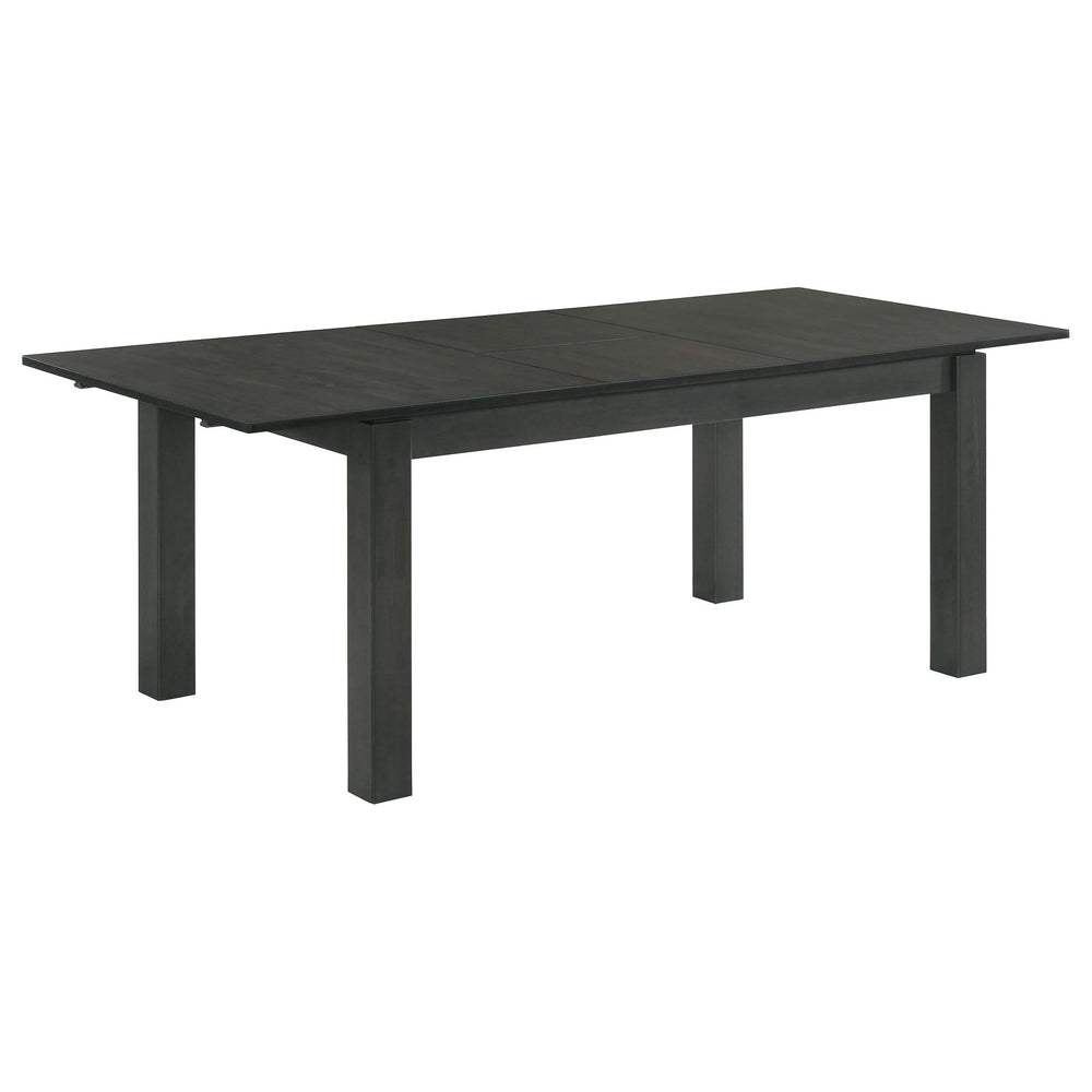 Juego de comedor Jakob de 7 piezas con hojas extensibles rectangulares, color negro