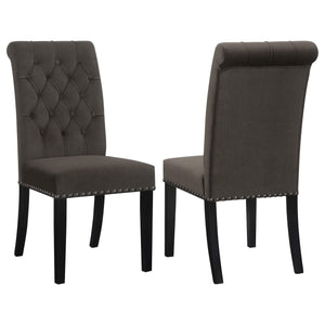Silla de comedor Alana tapizada en terciopelo marrón (juego de 2)
