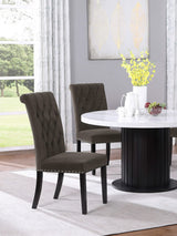 Silla de comedor Alana tapizada en terciopelo marrón (juego de 2)
