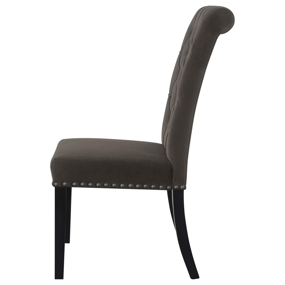 Silla de comedor Alana tapizada en terciopelo marrón (juego de 2)