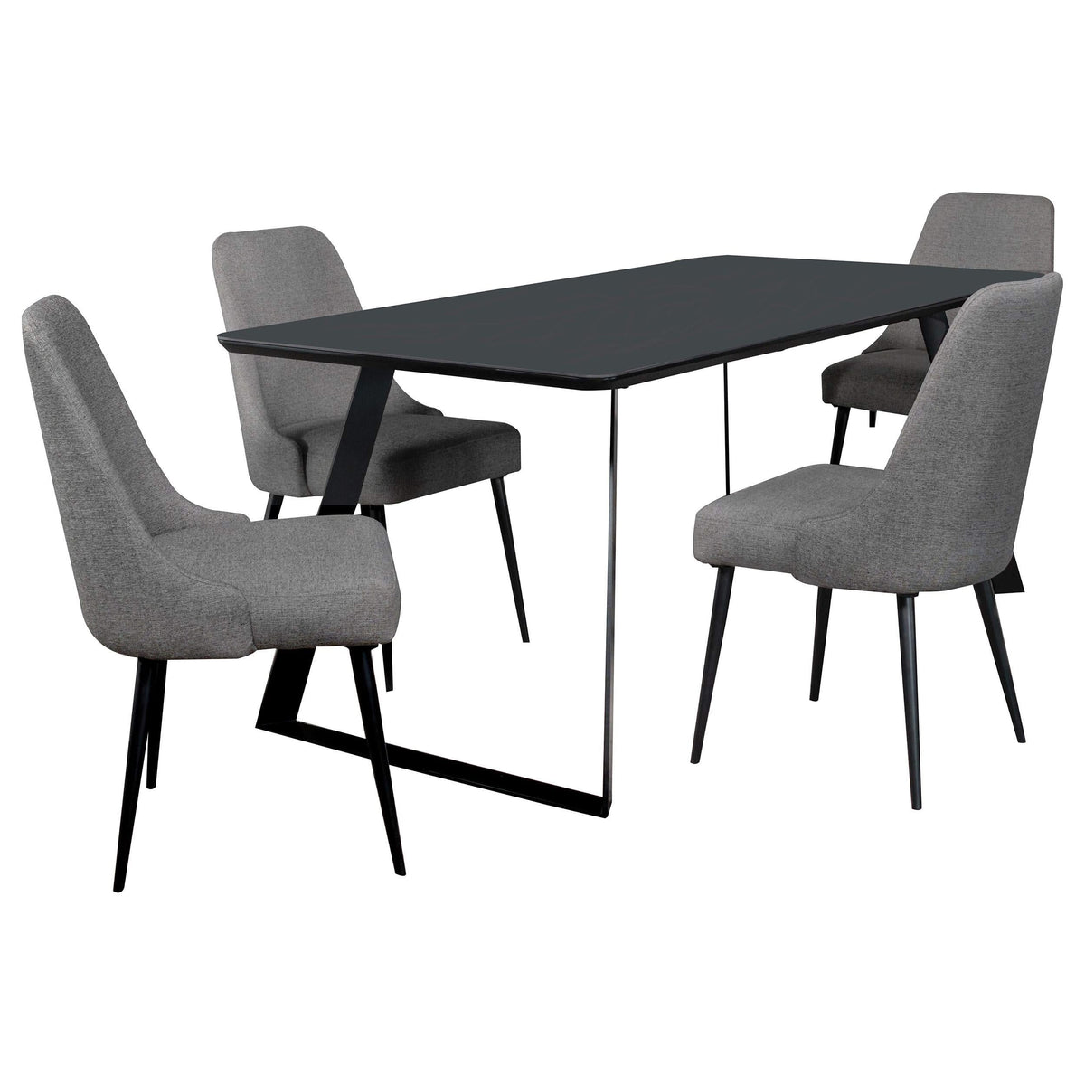 Juego de mesa de comedor Smith de 5 piezas con tapa de cerámica rectangular, color negro