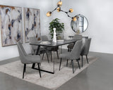 Juego de mesa de comedor Smith de 7 piezas con superficie de cerámica rectangular, color negro