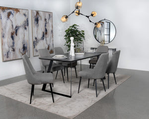 Juego de mesa de comedor Smith de 7 piezas con superficie de cerámica rectangular, color negro