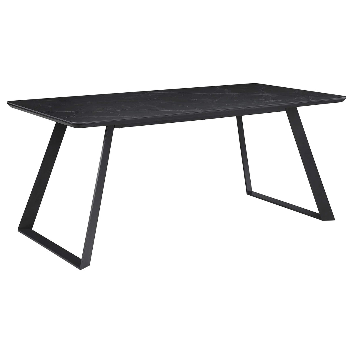 Juego de mesa de comedor Smith de 7 piezas con superficie de cerámica rectangular, color negro