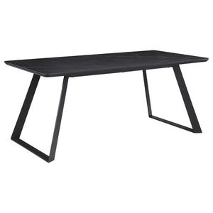 Juego de mesa de comedor Smith de 7 piezas con superficie de cerámica rectangular, color negro