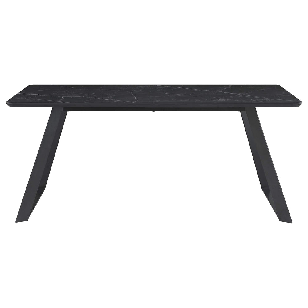Juego de mesa de comedor Smith de 7 piezas con superficie de cerámica rectangular, color negro